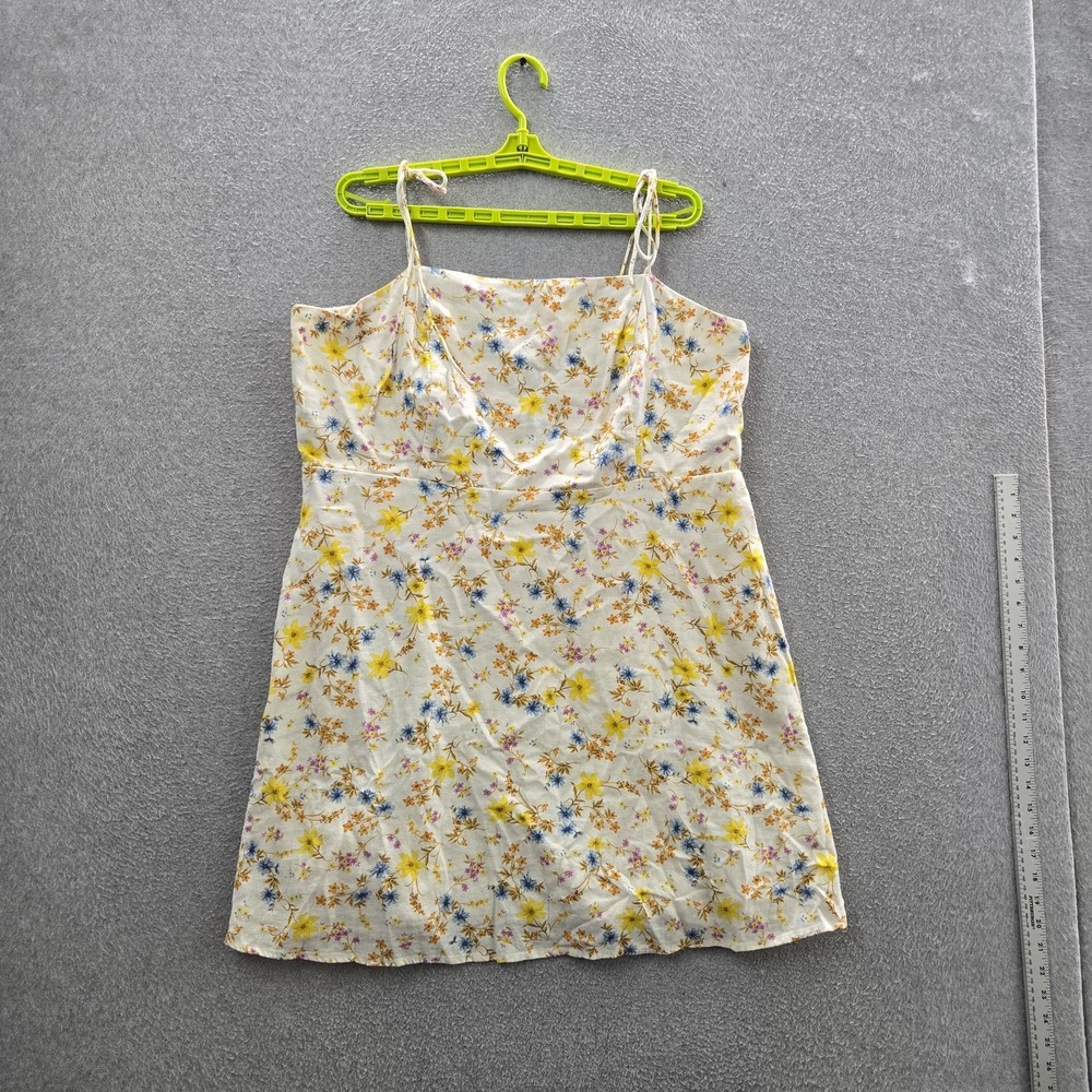 Old Navy Women Dress XXL White Cotton Linen Floral Sundress Romantic
